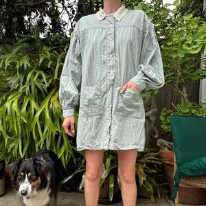 Christy Dawn Chore coat Striped Button-Up Shirt with Pockets